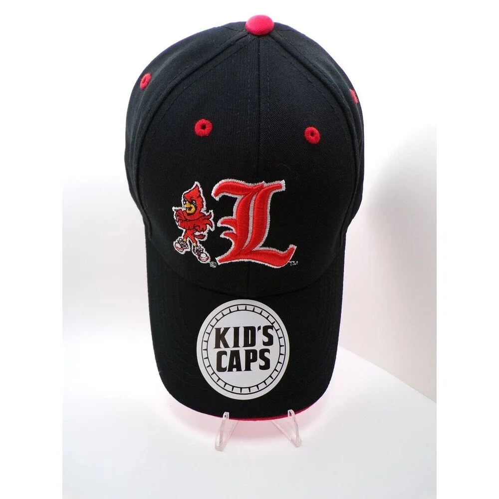 Boys Louisville Cardinals Kids Adjustable Baseball Cap Black Red